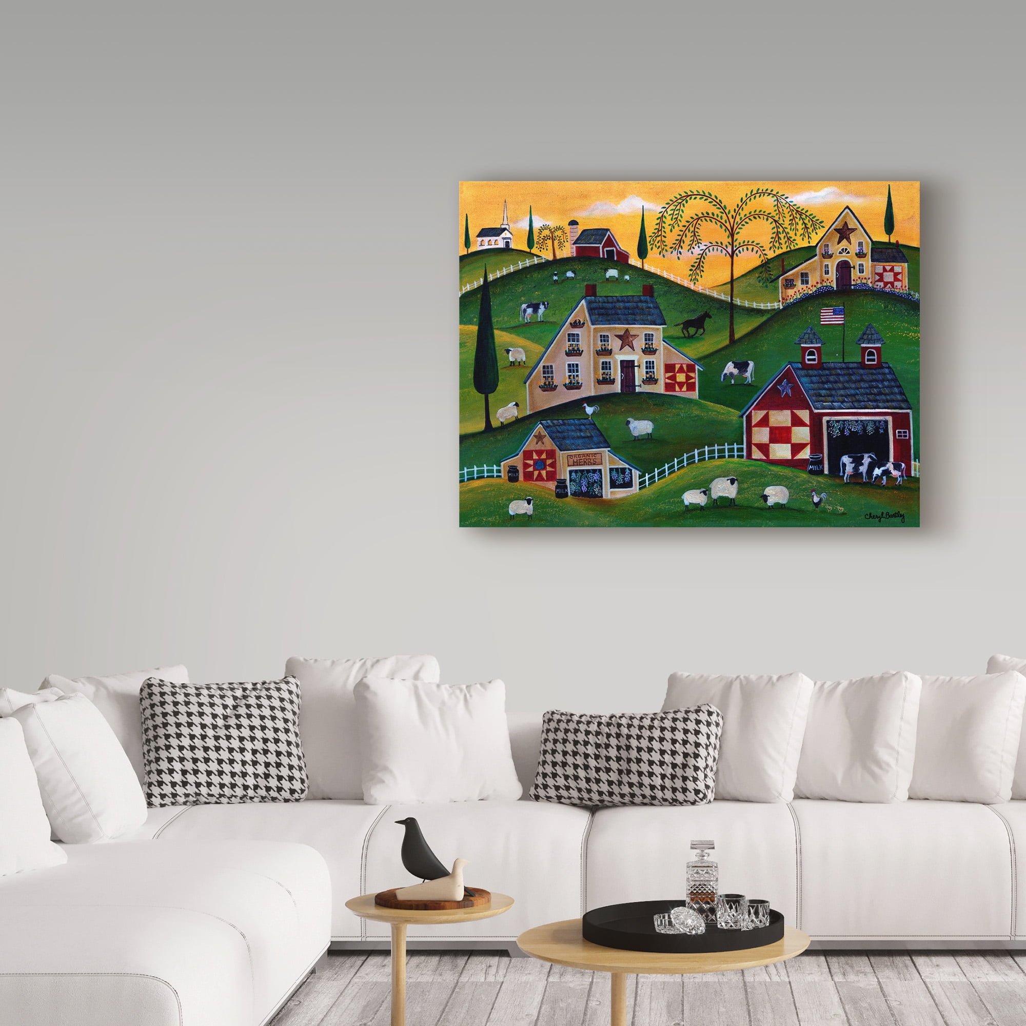 Trademark Fine Art 'American Organic Herb Sheep Cow Farmland' Canvas Art by Cheryl Bartley