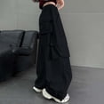 thumbnail image 6 of Bmisegm Girls Cargo Pants Kids Casual Loose Fit Wide Leg Fashionable Trousers for Big Kids Youth Teenager Comfortable Playwear Trousers for Girls 6-16 Years 02_Black,11-12 Years, 6 of 6