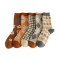 thumbnail image 1 of Retro Flower Socks, Women's Wool Socks For Autumn, Winter Mid-calf Socks, Thickened And Velvet Outer Stockings For Winter Cotton Socks, 1 of 5