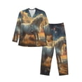 thumbnail image 1 of Fotbe Starry Sky White Horse Pijama de Hombre con Estampado de Manga Larga, Conjunto de 2 Piezas, Ropa de Dormir Suave y Cómoda con Bolsillos-X-Large, 1 of 7