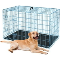 BestPet Large Dog Crate, 36in, Pink, Metal Wire, Double Door, Folding, Plastic Tray, Handle