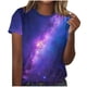 thumbnail image 3 of TaTaai Women's Galaxy Print Top Short Sleeve Crew Neck Pullover Loose Fit Casual Summer Chic T-Shirt Blouse Daily Party Weekend Gift, 3 of 5