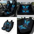 thumbnail image 2 of Yuyamidu Blue Butterfly Car Seat Cover Set Leopard Print Steering Wheel Cover Seat Belt Strap Pads Garbage Organizer Sunset Air Vent Bag Rearview Mirror Cover Coasters Key Chain 15 Pieces, 2 of 7