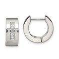 thumbnail image 4 of Auriga Stainless Steel Brushed and Polished with CZ Cross 6mm Hinged Hoop Earrings for Women, 4 of 6