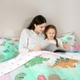 thumbnail image 5 of Homewish Cartoon Dinosaur 3 Pieces Queen Comforter Set for Kids Children Teens,Kawaii Animal Dino Ultra Soft Bedding Sets,Abstract Gradient Ombre Bedding Comforter Set,Luxury Bedroom Decor, 5 of 8