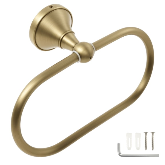 Grusce Brass Oval Towel Ring, Wall Mounted Hand Towel Holder, Flexible Swivel Antique Bronze Towel Hanger, Easy Install Bathroom Accessory for Bathroom Home Clothes