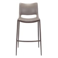thumbnail image 4 of Modern Contemporary Bar Side Stool Chair Barstool, Set of 4, Grey Gray Walnut, Faux Leather Brushed Stainless Steel, 4 of 6