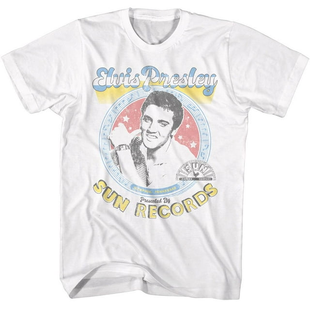 Elvis Presley Sun Records Presented By Sun White Adult T-Shirt