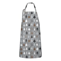 Gray Christmas Tree Apron-Garden Aprons for Women with Pockets-Cotton Linen Waterproof Kitchen Cooking Gardening Aprons Adjustable for Kitchen,Cooking,BBQ and Salon 32"x27"