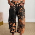 thumbnail image 2 of kaondbfi Women's Print Cropped Pants High Waist Button Fly Casual Loose () Fabric Baggy Trousers with Pockets for Summer, 2 of 6