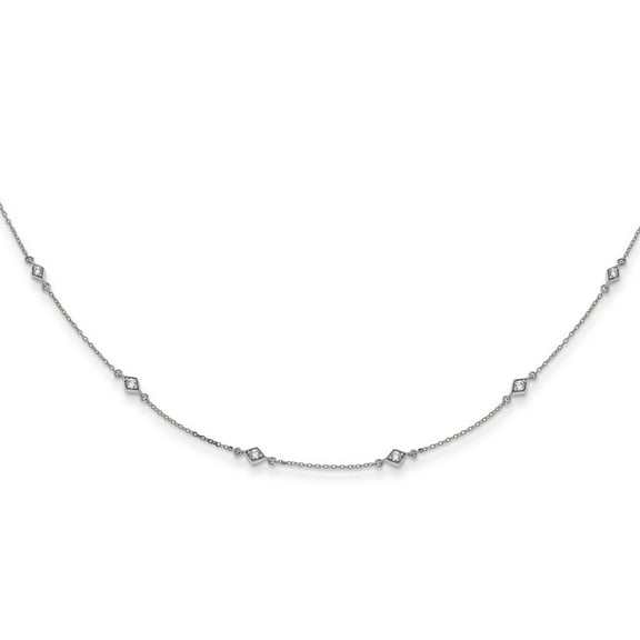 Auriga Fine Jewelry 14K White Gold Lab Grown Diamond Multi Station Necklace for Women 18" (0.5ct, Color- G-H, Clarity- VS1)