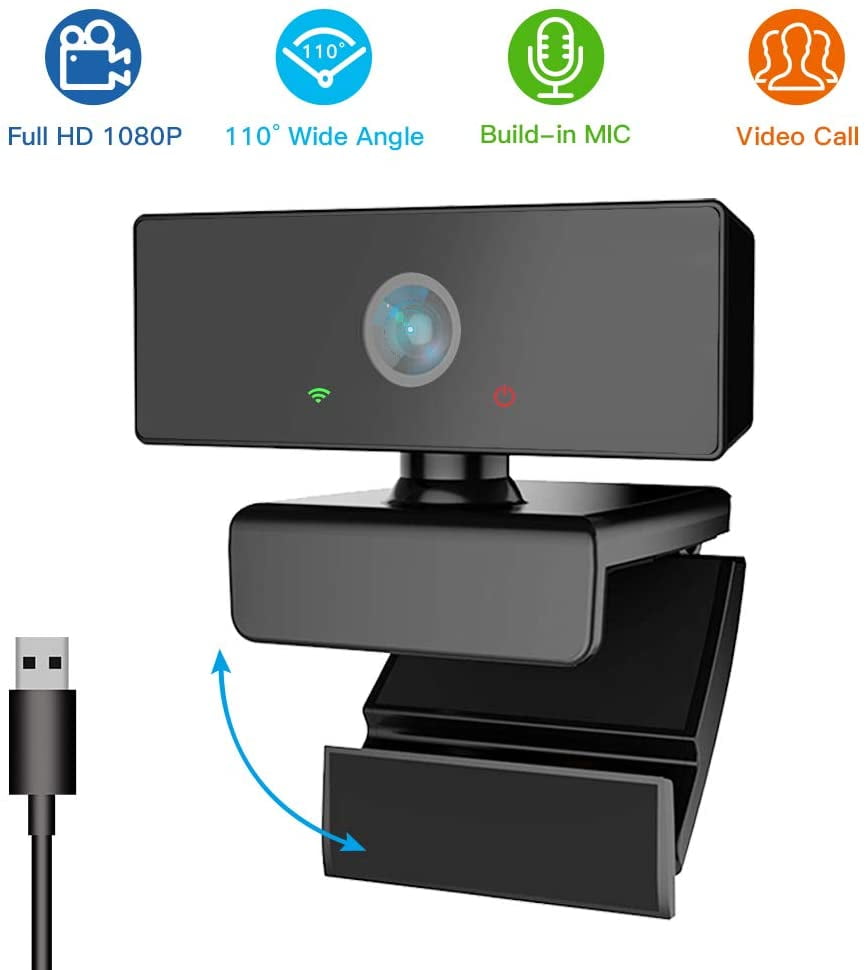 ZECATL Webcam with Microphone, 1080P Webcam Streaming Computer Web Camera with 110° Wide View Angle, PC Laptop Desktop Camera 1080P HD Webcam USB PC Webcam
