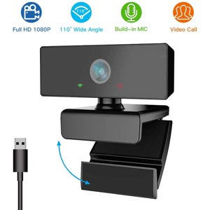 ZECATL Webcam avec Microphone, 1080P Webcam Streaming Ordinateur Caméra Web avec 110° Angle large, PC Caméra de bureau portable 1080P HD Webcam USB PC Webcam
