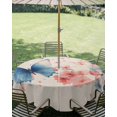 thumbnail image 3 of Outdoor Tablecloth with Umbrella Hole Zipper Blue Butterfly Round Tablecloth 60" Waterproof Outside Table Cloth Retro Country Spring Pink Flowers Plants Patio Table Cover Tablecloths for Picnic Party, 3 of 8