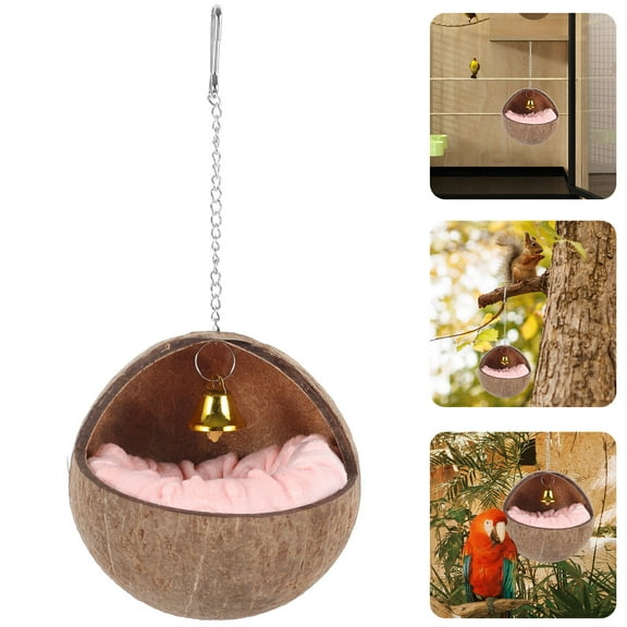 NICEXMAS coconuts parrot house Coconuts Shell Nest Light Brown Sleeping Photo Prop 1 Set
