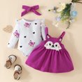 thumbnail image 4 of Girls Outfits Long Sleeve Cartoon Print Romper Suspenders Skirts Bow Tie Headbands Baby Clothes PP1 9 Months-12 Months, 4 of 7