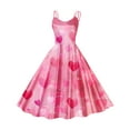 thumbnail image 2 of Viikei Womens Dresses Summer,Elegant Short Sleeve Dress for Women,Women's Valentine's Day Love Printed Cute Retro Strap Dress Pink M, 2 of 3
