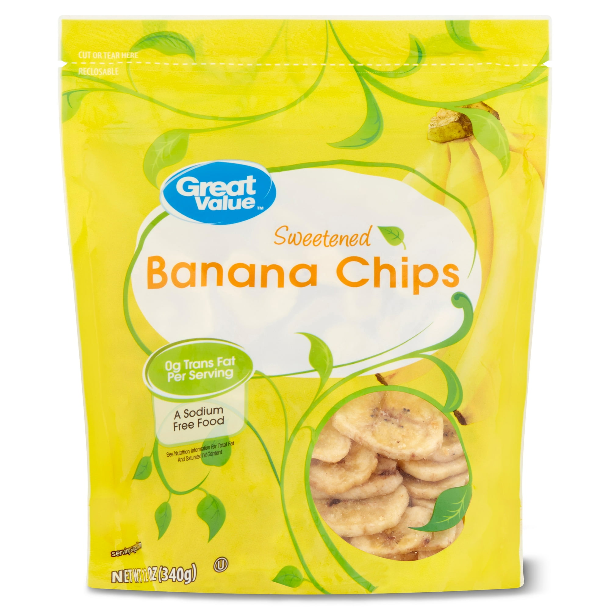 Great Value Sweetened Banana Chips, 12 oz