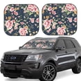 thumbnail image 2 of Bingfone Vintage Floral Print 2-Piece Sun Shade Front Windshield - Foldable Car Front Window Sunshades For Most Sedans Suv Truck - Large, 2 of 7