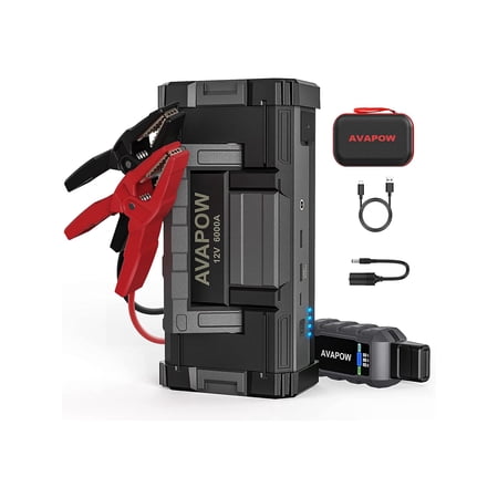 Refurbished Avapow A68 6000A Car Battery Jump Starter, Black