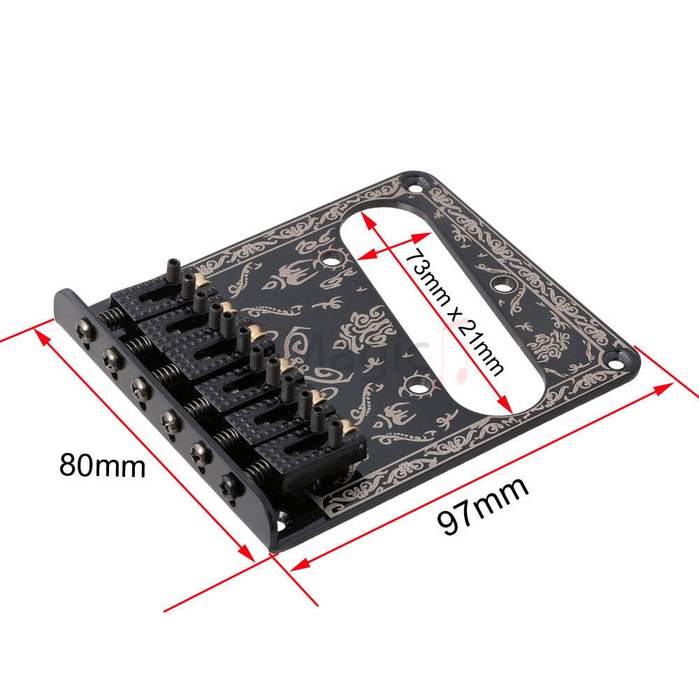 NATEFEMIN Replacement Bridge for Fender Tele Telecaster Guitar, Six Saddle Design, 52.5mm Hole Distance, Includes Wrenches and Screws