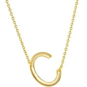 iJewelry2 Gold-plated Sterling Silver Sideways Letter C Initial Pendant Chain Necklace 18''