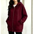 thumbnail image 6 of ClodeEU Women's Long Sleeve Zip Up Drawstring Hoodie Jacket,Casual Loose Sweatshirt Coat with Pocket ,Women's Plus L, 6 of 9