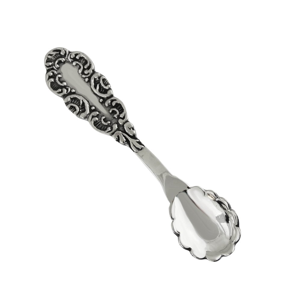 Sterling Silver Scalloped Edge Salt Spoon, Mustard Spoons