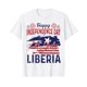 thumbnail image 1 of Camiseta con la bandera de Liberia, tejido de punto cómodo para deportes de ocio y regalos navideños, color blanco, tamaño regular, 180 g, 1 of 6