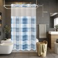 thumbnail image 6 of No Hook Shower Curtain and Liner Set, Blue Checkered Washable Fabric Shower Curtains for Bathroom, Bathtub, Farmhouse Modern Buffalo Plaid Waterproof Bathroom Curtains 36W x 72H, 6 of 9