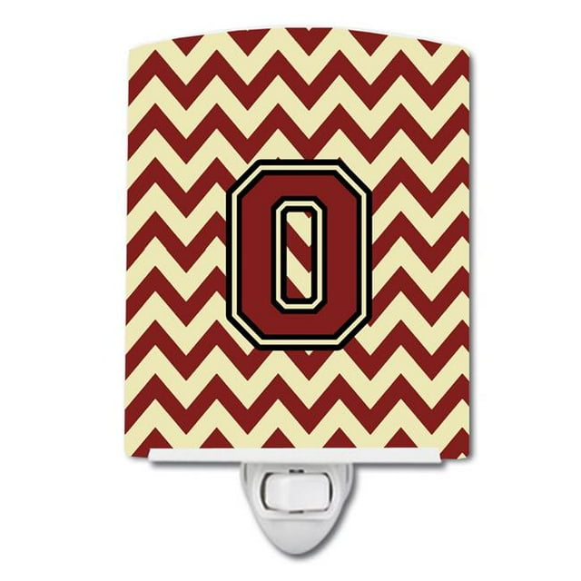 Carolines Treasures CJ1061-OCNL Letter O Chevron Maroon & Gold Ceramic Night Light