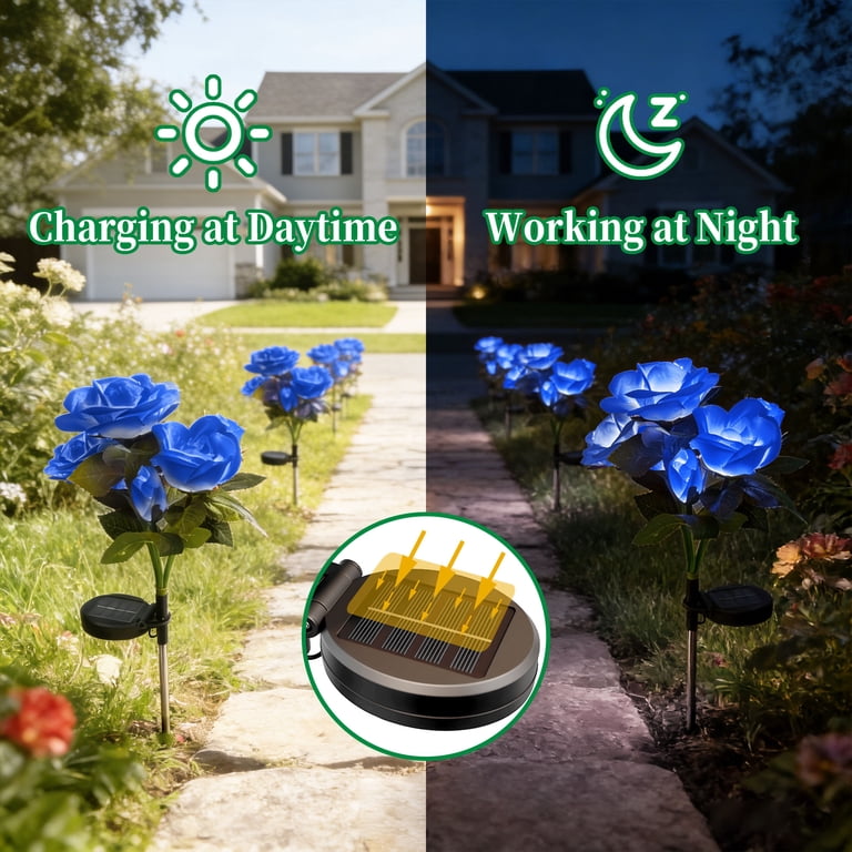 DAYBETTER Solar Rose Garden Lights, 2-Pack, Blue photo 3