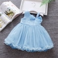 thumbnail image 4 of SonxaHe Newborn Girls' Dress Floral Prints One-Shoulder Tulle Dresses Kids Solid Party Cute Princess Mesh Dresses Blue,Sized 3-6 M, 4 of 4