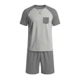 thumbnail image 4 of jobturf Mens Pajamas Set Short Sleeve Summer Shirts and Pajama Shorts with Pockets 2 Piece Outfits Breathable Plus Size Lounge Sets L-5XL, 4 of 5