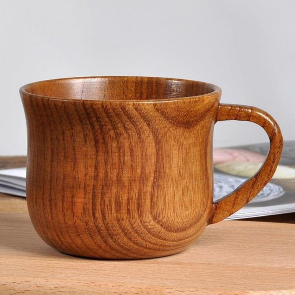Natural Wood Cup With Handle Household Retro Wooden Cup Simple DIY