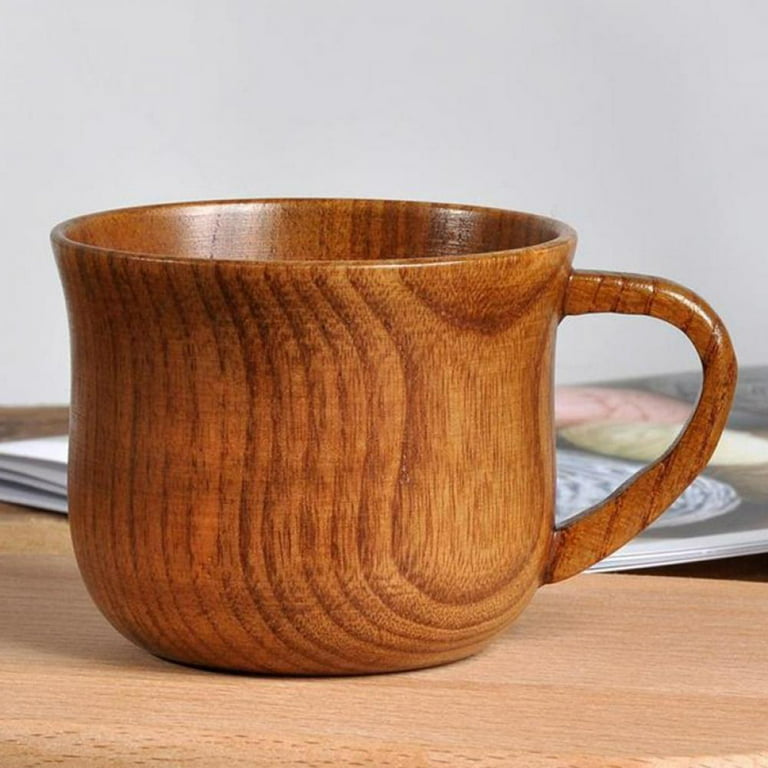 Clearance!wood Coffee Cup,Handmade Tea Mugs,Wooden Drinking Cup Wooden Vintage Grain Binding Cup, Size: 7.2 * 7.2 * 6.8cm, Brown