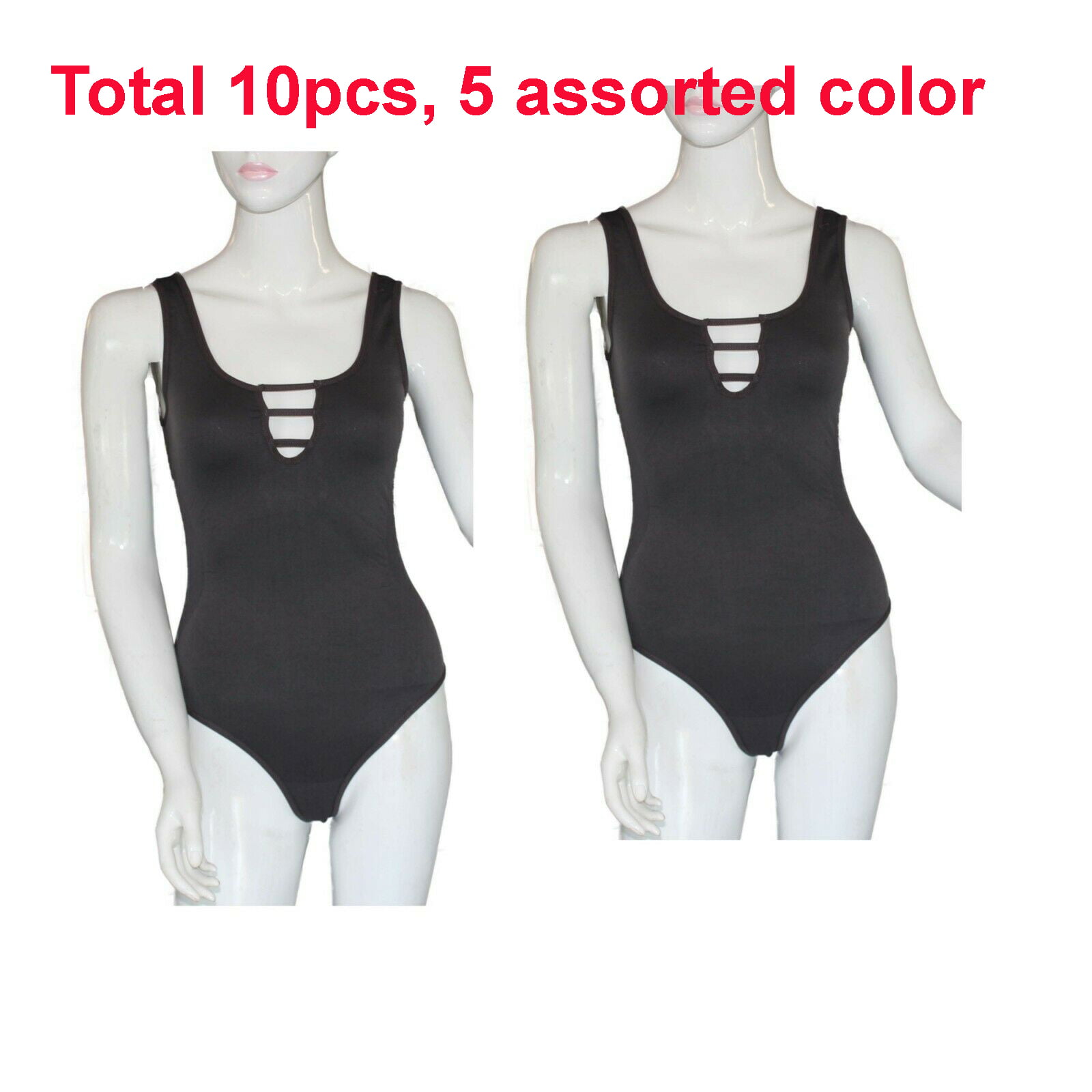 Wholesale Women's Jumpsuit Tank Top Bodysuits Lot 10pcs 5 assorted Color -  Walmart.com