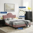 thumbnail image 2 of Platform Bed Frame, Queen Size, Pink, Velvet, Modern Contemporary, Bedroom Master Guest Suite Room, 2 of 10
