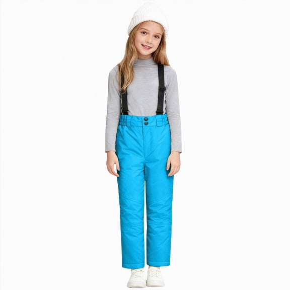 UAYOTSE Kids Bibs Insulated Pants Windproof Warm Ski Bib Overalls for Boys and Girls Warm Snowboarding Pants,Sizes 7-8 Years