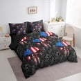 thumbnail image 3 of jejeloiu Spooky Gothic Skull 7pcs Bedding Comforter Set,Retro Damask Flowers Queen Bedding Sets,American Flag Print Queen Sheet Sets For Men Women,Microfiber Bedroom Decor Reversible, 3 of 8