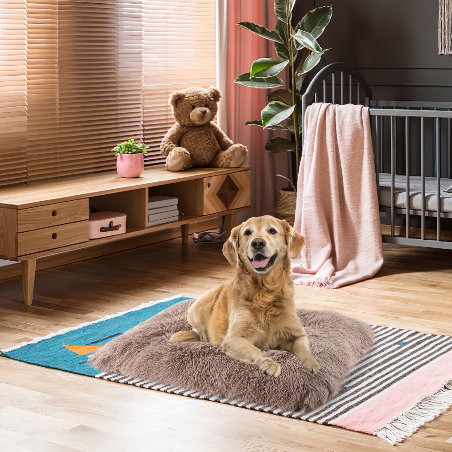 Precious Tails Eyelash Faux Fur Tufted Cat Dog Mat - Large