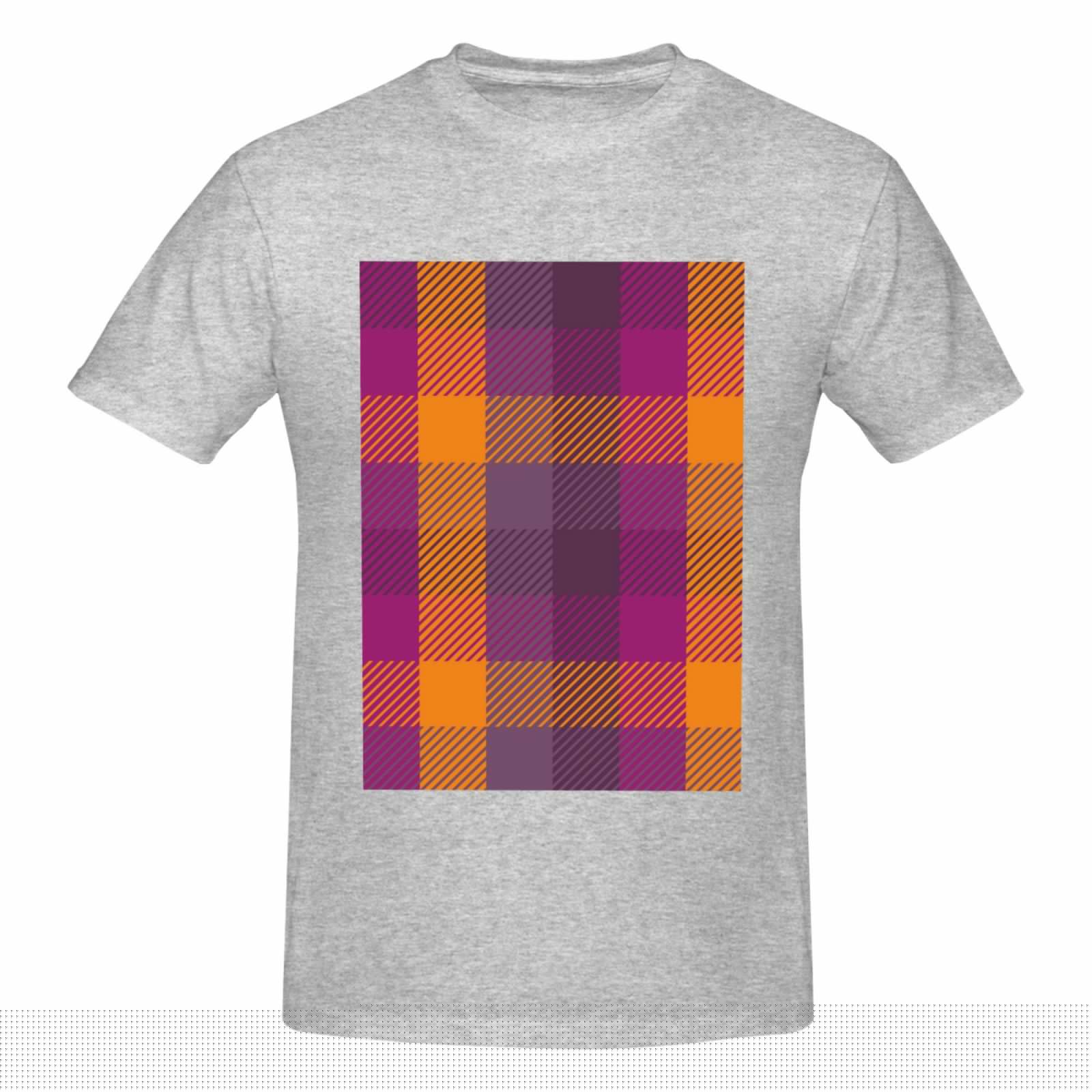 thumbnail image 4 of Bingfone Purple Yellow Buffalo Plaid Men'S Loose Fit Short-Sleeve Pocket T-Shirt, 4 of 7