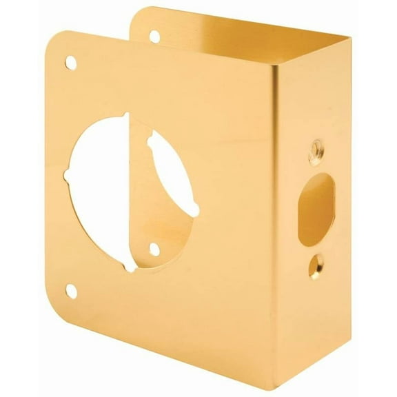 Prime-Line U 9558 Lock and Door Reinforcer, 2-3/4 in Backset, 1-3/4 in Thick Door, Brass, Brass, 4-1/2 in H, 4-5/16 in W