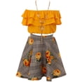 thumbnail image 2 of Little Girl 3 Pieces Girls Ruffle Top Flower Skirt Party Clothing Dress Set Mustard 6 JKS 2130S BNY Corner, 2 of 5