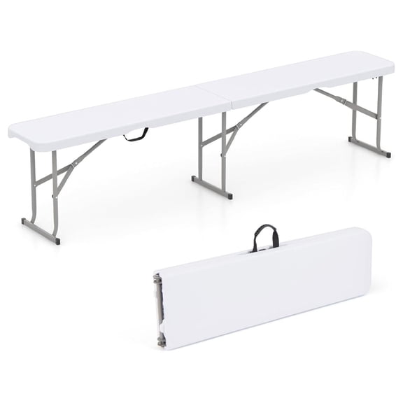 6 FT Portable Folding Bench Plastic Camping Dining Seat with Convenient Handle, Non-Slip Foot Pads, Sturdy Metal Legs, Waterproof Park Bench for Soccer Field, Entertaining Activities