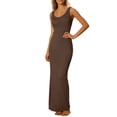 thumbnail image 2 of Karymi Spring Dresses for Women Solid Sleeveless Tank Style Maxi Dress, Classic Scoop Neck Stretchy, Bodycon Fit Casual Summer Dress Maxi Dress, 2 of 7