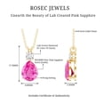 thumbnail image 4 of Rosec Jewels Lab Grown Pink Sapphire Diamond Pendant Necklace for Women - 8X10 mm - 3 Ct - AAAA Grade - Statement Necklace, 14K Yellow Gold, 4 of 6