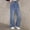 A Blue, variant on Girls Straight Leg Jeans, Loose Fit Hole Broken High Waist Kids Stretch Casual Denim Pants Blue Size 11-12