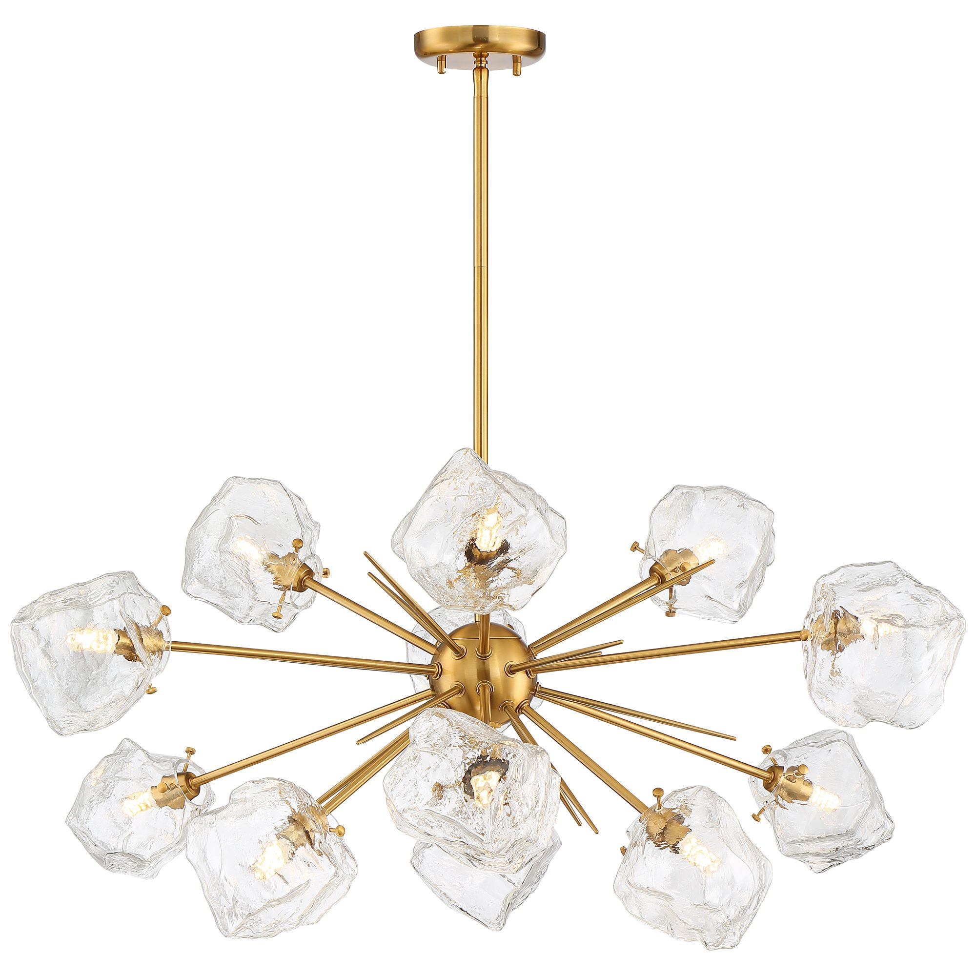 Stiffel Golden Bronze Large Sputnik Pendant Chandelier 36 1/2" Wide Modern LED Ice Glass 12-Light Fixture House Foyer