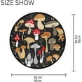 thumbnail image 4 of SKYSONIC White Mushroom Chanterelles Round Area Rug Chair Couch Cover Area Rug for Bedroom Floor Sofa Living Room Non-Slip Home Decor 3 x 3 Feet, 4 of 5